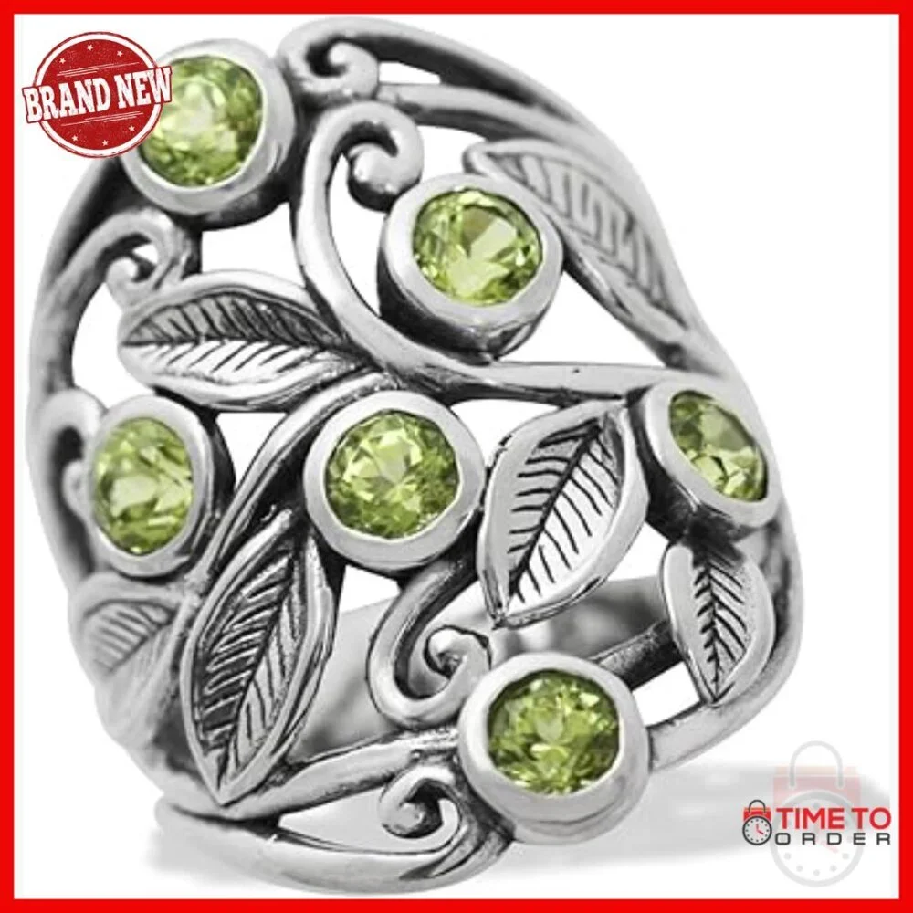 925 Sterling Silver Filigree Leaf Statement Ring Size 7